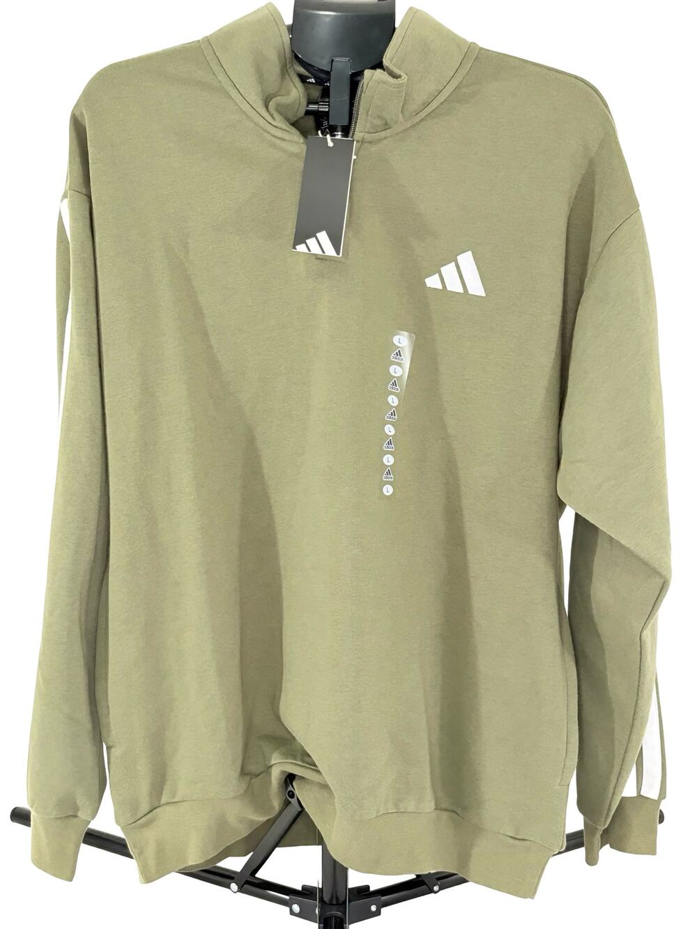 Adidas Men’s Future Icons 3-Stripes 1/4-Zip Sweatshirt Large Olive NWT